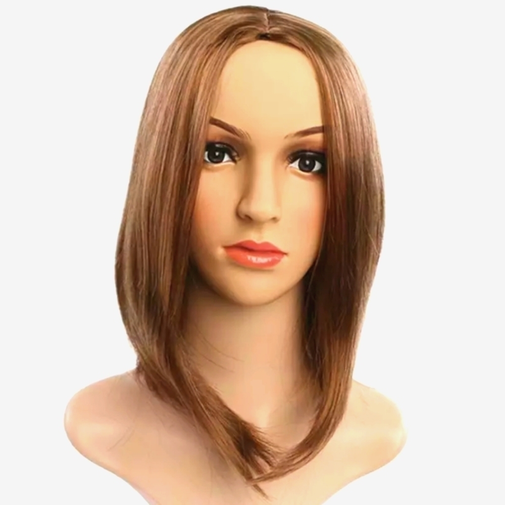 NEW BROWN STRAIGHT LONG HAIR SIDE PART SYNTHETIC WIG 16" LENGTH